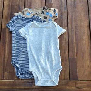 Carter's Blue, Gray, and Tan Bodysuits